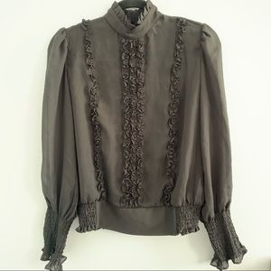 Frame Denim ruffle front blouse